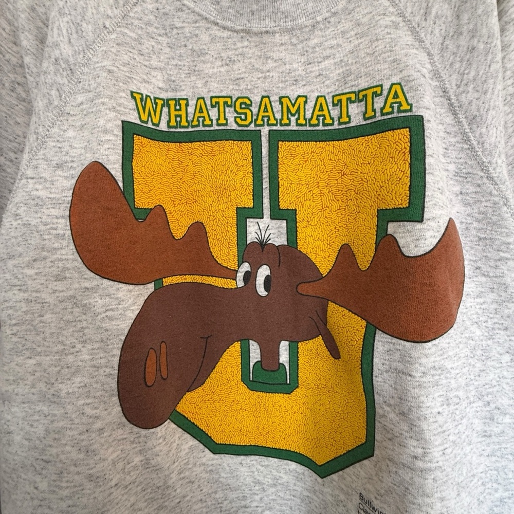 Gray Cotton 90s Vintage Whatsamatta U Bullwinkle Sweatshirt Men’s Large - Picture 5 of 10